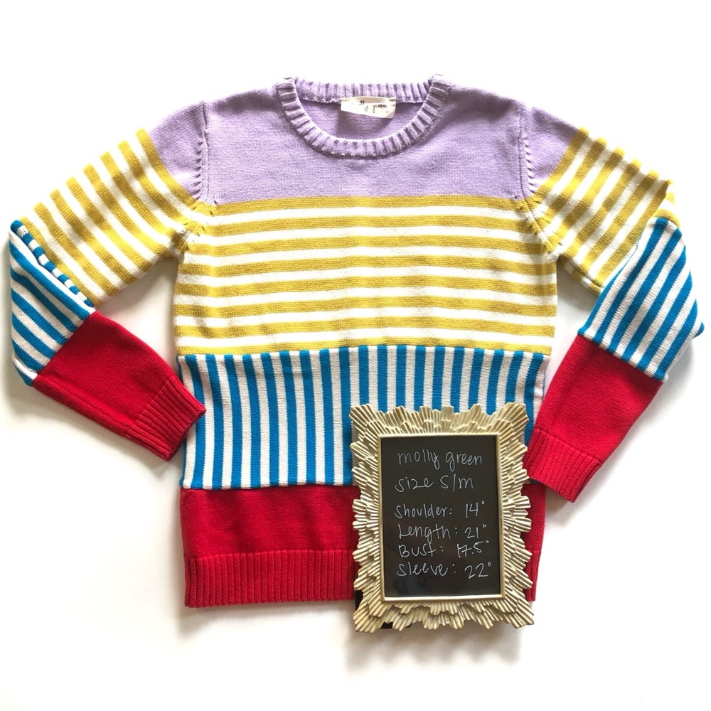 Molly Green Colorful Striped Knit Sweater Size S/M